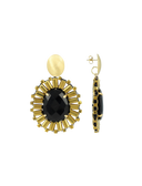 Lott Earrings Oval Flat Beads With Stone S - Metallic Gold/Black