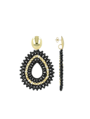 Lott Earrings Open Drop 3 Rings L - Black/Gold