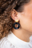 Lott Earrings Open Circle Tube Beads - Black