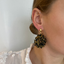 Lott Black Earrings Drop S Double Stones Tonal Mix Gold/Black