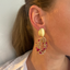 Lott Earrings Oval M Irregular Stones Fuchsia/Tangerine