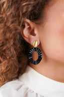 Lott Earrings Open Oval Tube Beads - Black