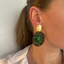 Lott Earrings Filled Oval 2 Rings with Stone L Green