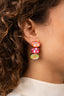Lott Oorbellen Vertical Oval Three Stones M - Orange / Fuchsia / Light Peridot