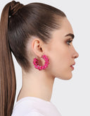 Olivia Dar Oorbellen Flower Hoops Small Red
