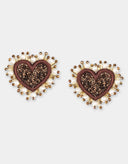 Olivia Dar Oorbellen Pearl Heart Bronze